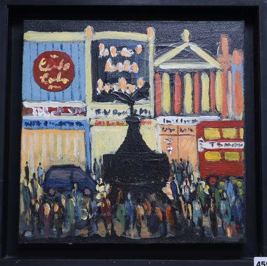 Michael Quirke (b.1946), oil on canvas, Piccadilly Circus, signed, 36 x 36cm